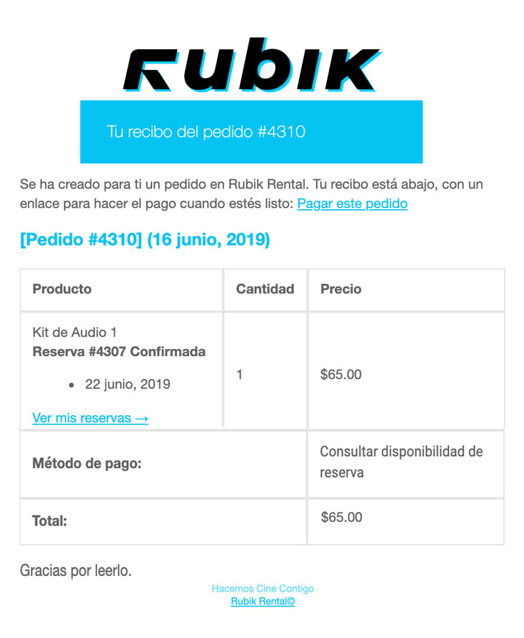 correo rubik rental